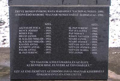 Komemoracija u spomen na 22 ubijena Mađara sa područja Općine Erdut