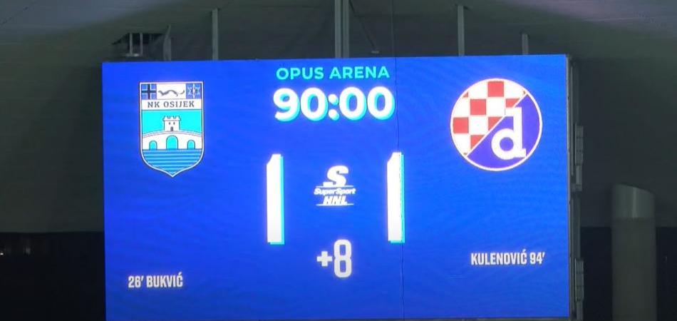 NK Osijek ispustio pobjedu nad Dinamom u 94. minuti
