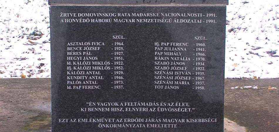 Komemoracija u spomen na 22 ubijena Mađara sa područja Općine Erdut