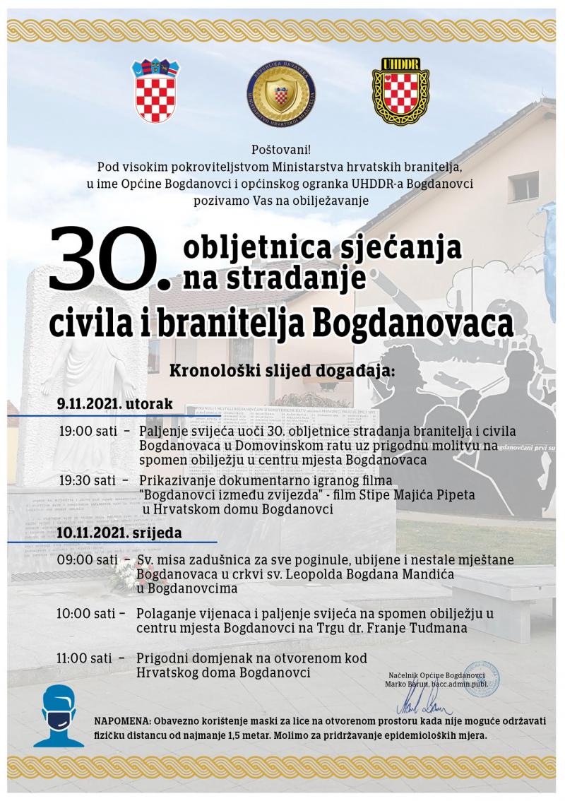 30. obljetnica sjećanja na stradanje civila i branitelja Bogdanovaca