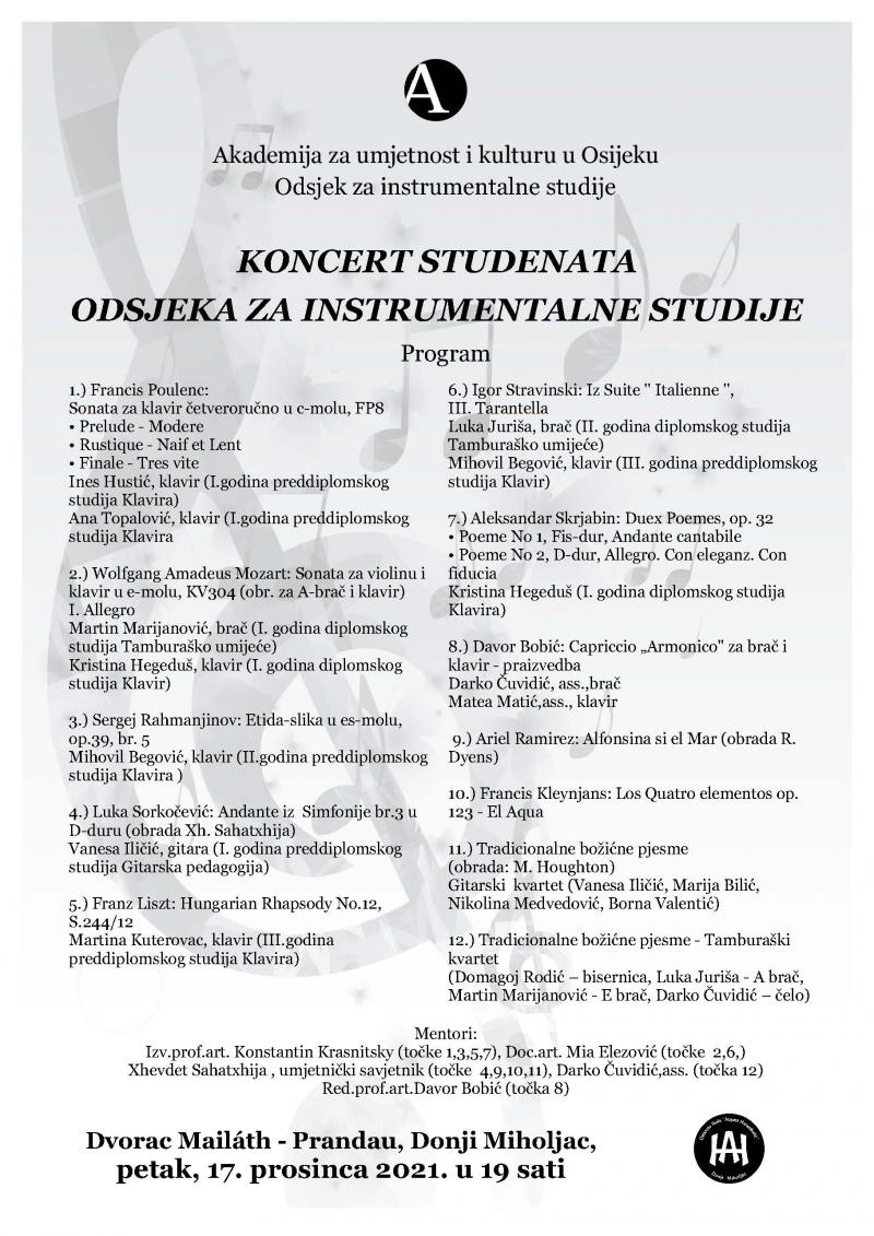 Koncert studenata Odsjeka za instrumentalne studije