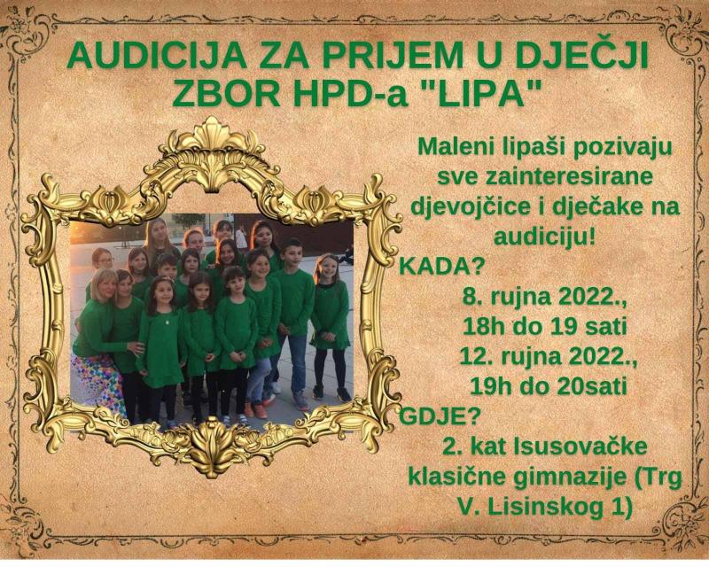 Audicija za dječji zbor HPD-a LIPA