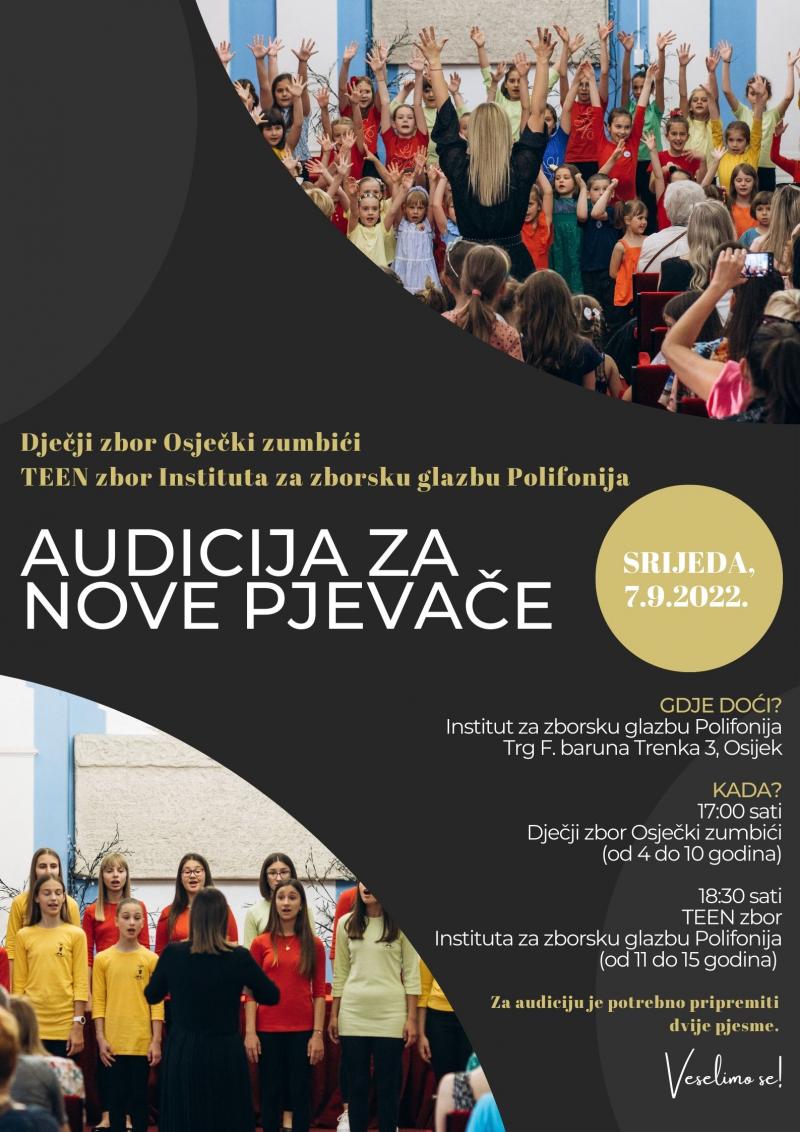 Audicija za nove pjevače: Dječji zbor Osječki zumbići i TEEN zbor Instituta za zborsku glazbu Polifonija
